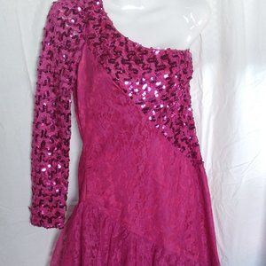 Vintage 80s New Leaf California by Samir Pink Prom Dress sz 9/10